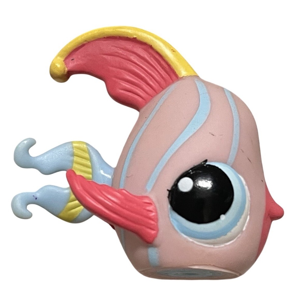 Littlest Pet Shop LPS #884 PINK BLUE ANGELFISH Tropical Fish Hasbro Blue Stripes